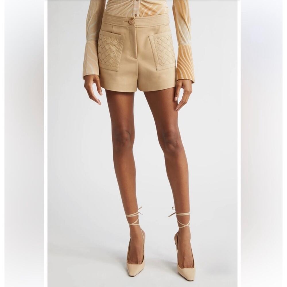 Ramy Brook Tamika High Waisted Patch Pocket Shorts In Burlap Tan Size 8